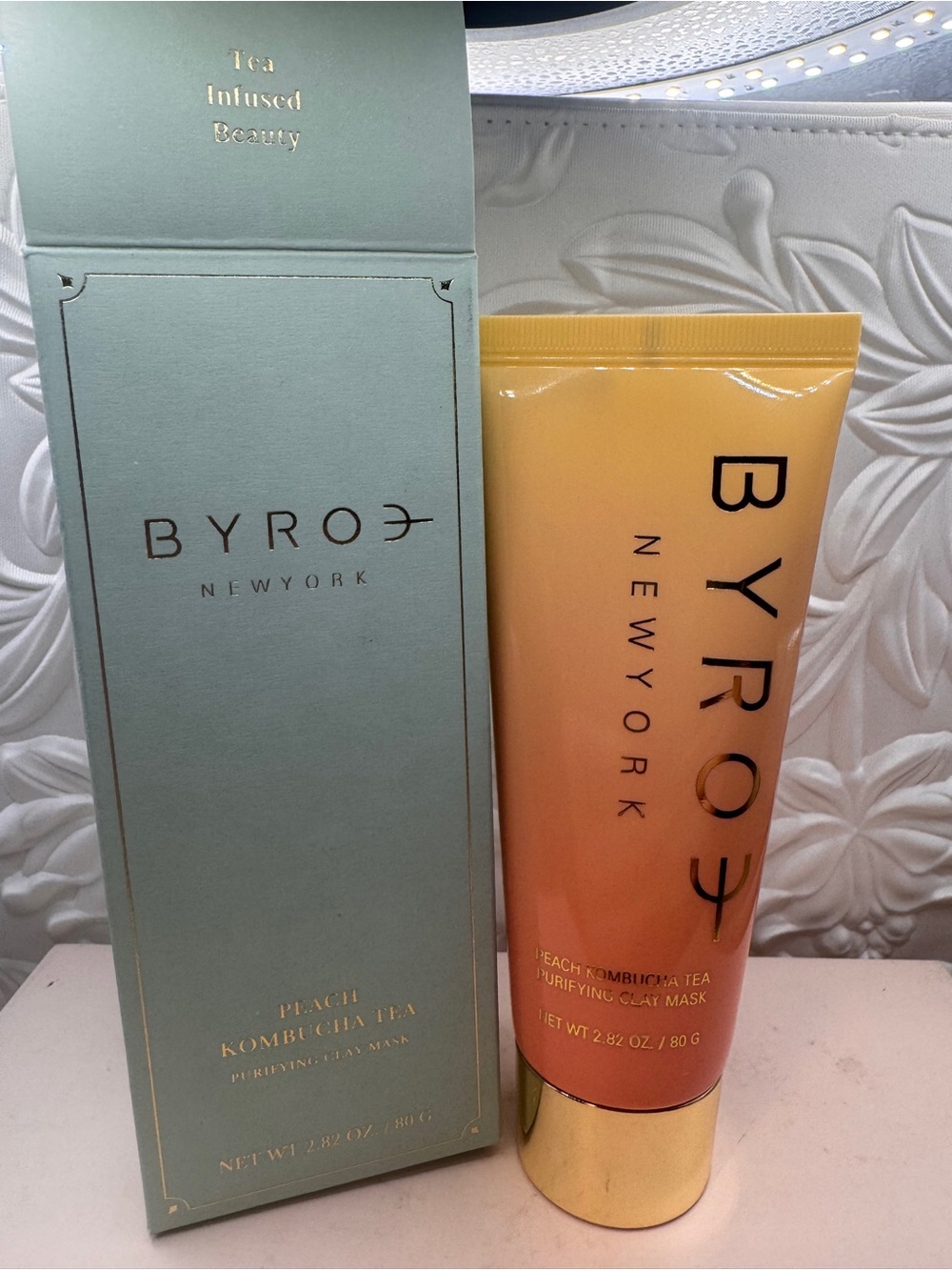 Byroe peach kombucha tea purifying clay mask